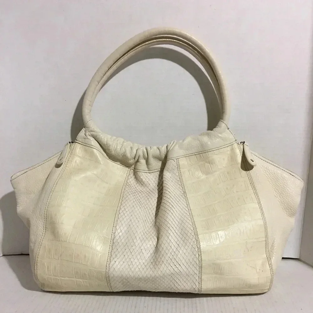 Furla snake skin/ Embossed leather tote handbag